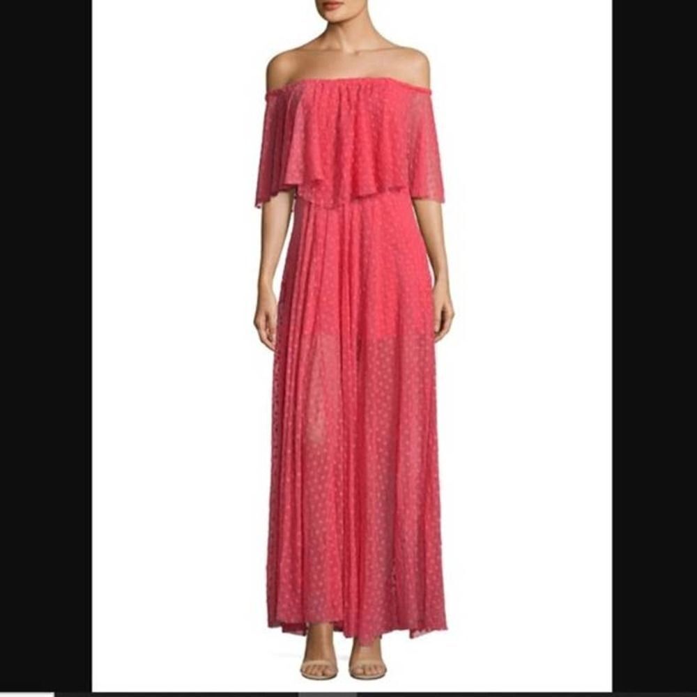 Likely Blaine Womens Coral Pink New off the shoulder gauze floral maxi dress 0